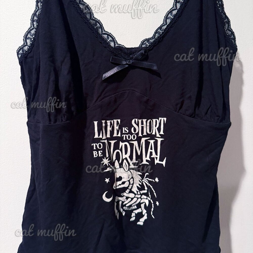 KILLSTAR SKELETON UNICORN LIFE IS SHORT CAMI TOP - SMALL - NEW!!!!